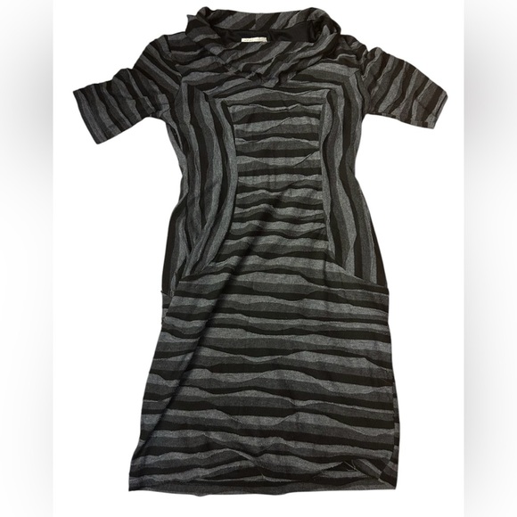 Striped Black and Gray Women's Dress - Picture 1 of 4